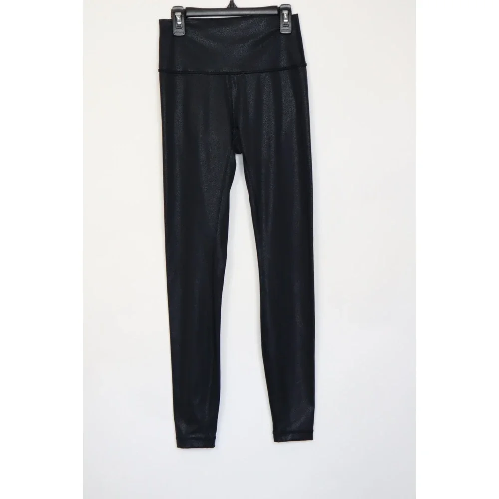 Lululemon‎ Women's Black Foil Wunder Under High Rise Tight - Picture 4 of 8